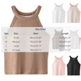 thumbnail image 3 of Women Halter Crop Tank Top with Built-in Padded Cups, Breathable Mesh Liner Sleeveless Camisole Pink-A L(L), 3 of 6