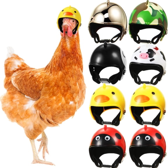 8 Pcs Chicken Helmet Safety Chicken Hats Adjustable Elastic Helmet Hens Helmet Parrot Bird Hat Pet Costumes for Small Pet Chicken Parakeet Pet Supplies