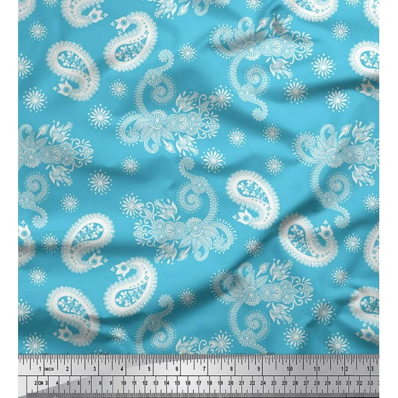 Soimoi Viscose Chiffon Fabric Floral & Paisley Print Sewing Fabric Yard 42 Inch Wide