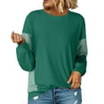 thumbnail image 4 of HAiming Womens Casual Oversized Sweatshirt Long Sleeve Crew Neck Color Block Pullover Tops Side Slit Trendy Clothes, 4 of 6