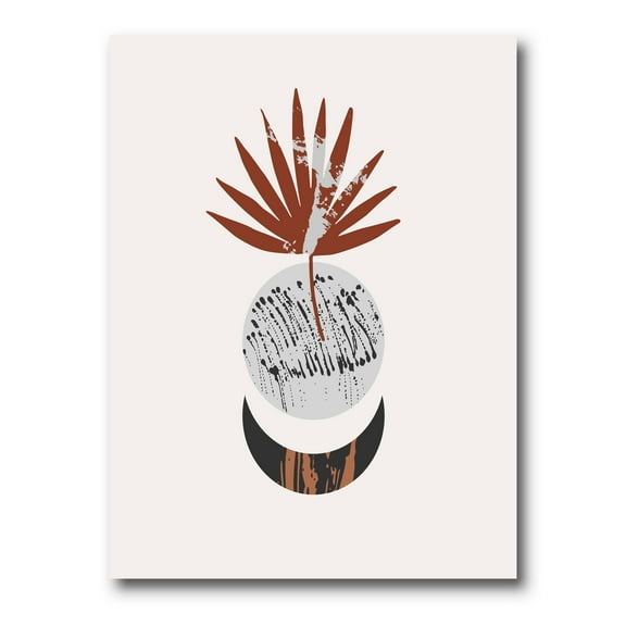 Designart ' Sun and Moon Shapes In Retro Terracotta Tones V ' Modern Canvas Wall Art Print