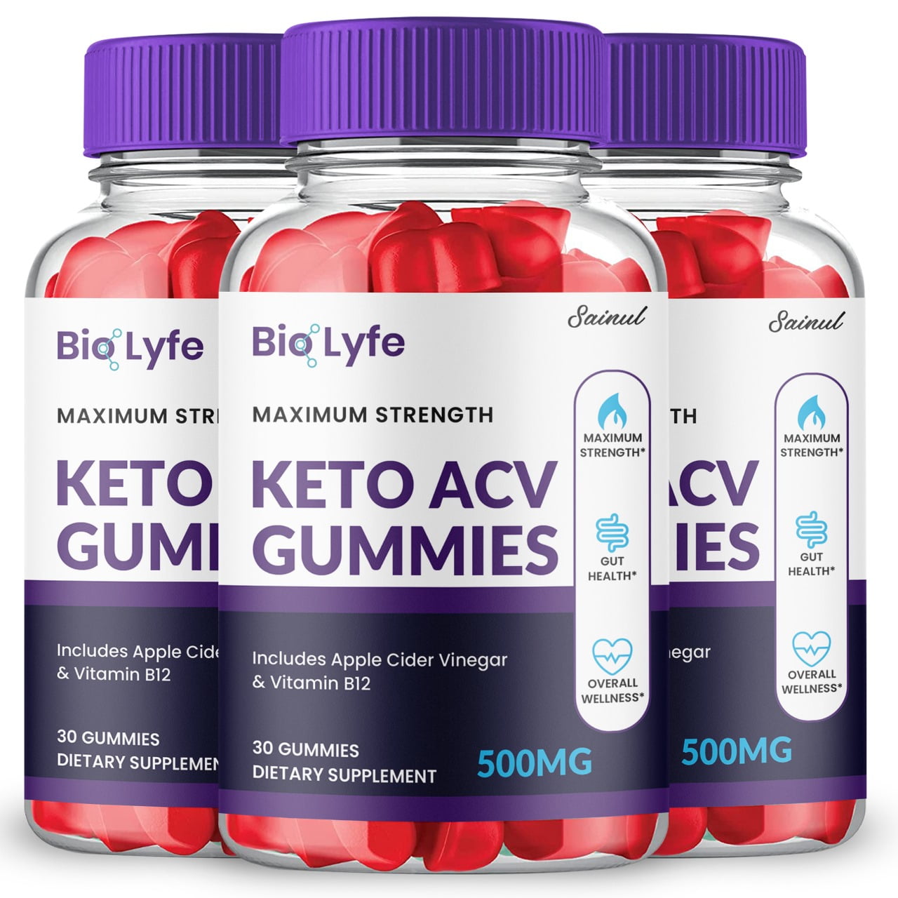 BioLyfe ACV Gummies, Maximum Strength for Weight Management, Apple Cider Vinegar, 3 Month Supply Dietary Supplement (3 Pack)