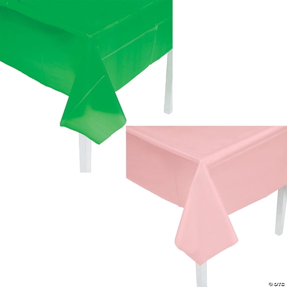Pink & Green Disposable Plastic Tablecloth Set - 4 Pieces