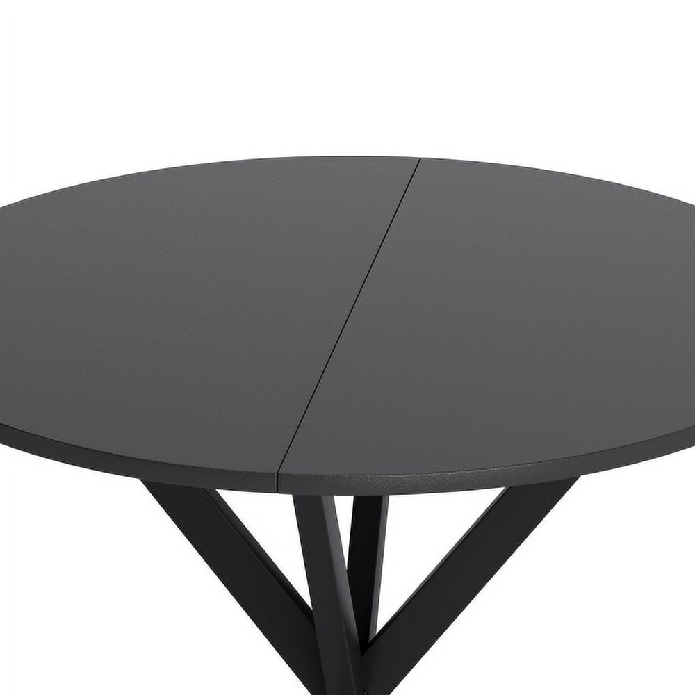 BSHTI 31.5" Modern Round Dining Table with Crossed Legs, Black Occasional Table, Two Piece Detachable Table Top, Matte Finish Iron Legs