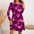 thumbnail image 2 of Ltctricy Valentine's Day Dresses for Women Lounge Long Sleeve A-Line Beach Dress Casual Fashion Crewneck Flowy Dress, 2 of 5