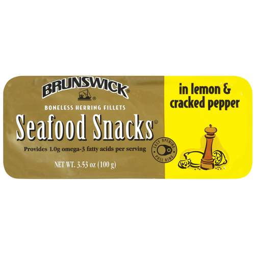 BRUNSWICK Boneless Herring Fillet Seafood Snacks, Lemon and Cracked