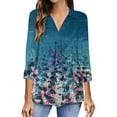 thumbnail image 2 of Homenesgenics 3/4 Sleeve T Shirts for Women Plus Size Fall Woman V Neck Three Quarter 3/4Sleeve T Shirt Printing Blouse Tops Sweatshirt, 2 of 6