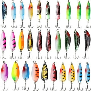 Fishing Spoon Metal Lure for Trout - 12pcs Colorful Trolling Spoon Lures  Casting Spinner Bait Single Hooks Fishing Jig Spoon Lure for Trout Bass