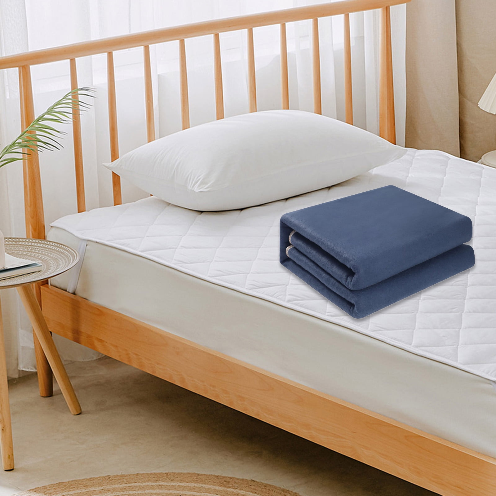 Hyknon Heated Blanket Non-Woven Breathable Electric Throw Blanket 59x31.5" Comfortable Blue Heating Blanket for Living Room Office Car