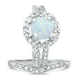 thumbnail image 3 of LaRaso & Co Trio His Her Wedding Set Sterling Silver Wedding Rings Lab Created White Opal Bridal Set Men Women 9/9, 3 of 7