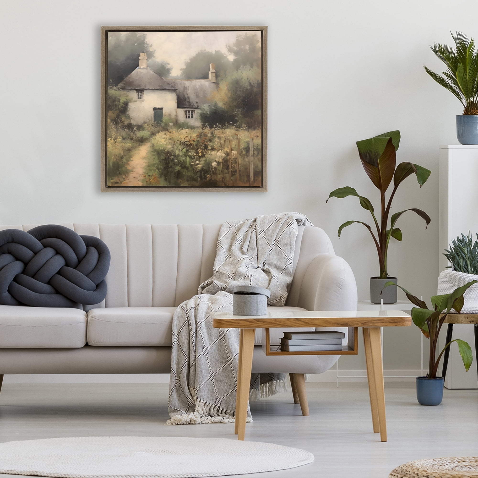 Stupell Industries Cottage Comfort in Summer Garden Brown Framed Floater Canvas Wall Art, design by Creative Studio