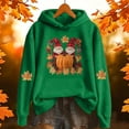 thumbnail image 2 of WEIWEN Halloween Hoodies for Women Lightweight Pumpkin Maple Leaf Graphic Halloween Sweatshirt for Women Thanksgiving Outfit Hooded Tops Womens Fall Fashion Clothing Dark Green, S, 2 of 3