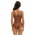 thumbnail image 2 of DARING DIVA V-Neck Sleeveless Floral Lace Bodysuit 3XL Coffee, 2 of 6