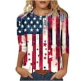thumbnail image 4 of Avrnliq American Flag Patriotics Shirts Women USA 4th of July T Shirt Red White Blue Graphic 3/4 Sleeve Tee Tops, 4 of 5