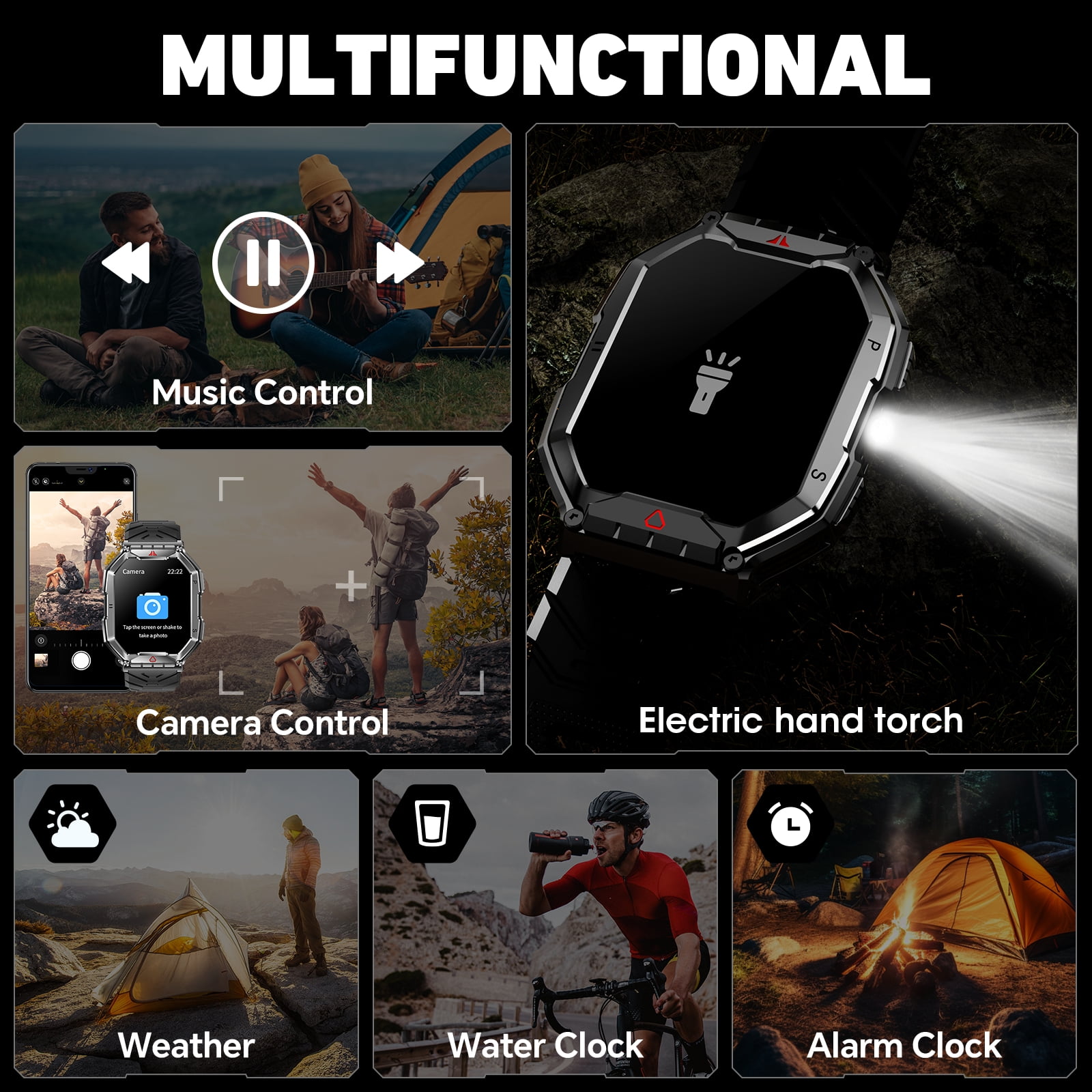 Mingdaln 2.1" AMOLED Men Military Smart watch,with Fitness Tracker/ Answer Make Calls /100+ Sport Modes/1ATM Waterproof, Mountain Travel Pedometer Watch fits for Android and... Mingdaln 2.1" AMOLED Men Military Smart watch,with Fitness Tracker/ Answer Make Calls /100+ Sport Modes/1ATM Waterproof, Mountain Travel Pedometer Watch fits for Android and... - Image 3