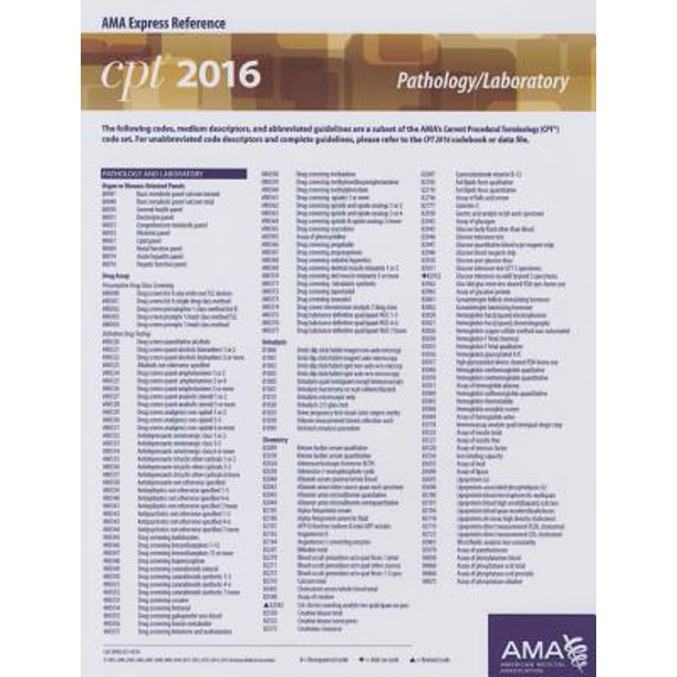 CPT 2016 Express Reference Coding Card Pathology/Laboratory (Hardcover