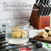 Simax Glassware 2 Quart Glass Pot With Lid, Heat Resistant Handles, Doubles as Serving Dish, Made from Oven, Microwave, Stove and Dishwasher Safe Borosilicate Glass
