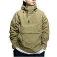 thumbnail image 2 of BXINGOHAI Mens Softshell Jacket Windproof Lightweight Outerwear Hiking Work Travel Hood Khaki 3XL, 2 of 5