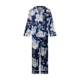 thumbnail image 2 of Family Matching Christmas Pajamas Set Santa Letter Print Holiday Satin Sleepwear Dad Mom Kids PJs, 2 of 10