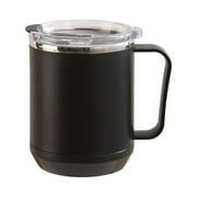 Pkeoh Coffee Mug, Portable Double Layer Stainless Steel Mug With Lid And Handle, Induction Heatable, Insulated Coffee Mug For Travel, Camping, Office