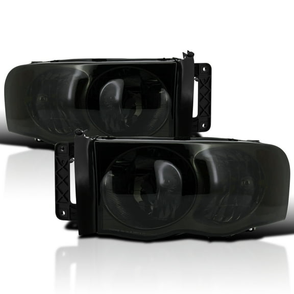 Spec-D Tuning Smoke Headlights Compatible with 2002-2005 Dodge Ram 1500, 2003-2005 Ram 2500 3500 L R Pair Head Light Lamp Assembly