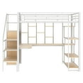 thumbnail image 5 of Euroco Modern Metal Full Size Loft Bed with Wardrobe, Desk and Storage Shelves for Kids Teens, White, 5 of 15