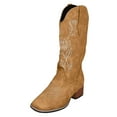 thumbnail image 5 of Mepaouo Western Cowboy Boots for Women Embroidered Knee High Wide Calf Cowgirl Booties with Stacked Heel, 5 of 6