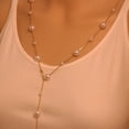 thumbnail image 3 of Collar super largo con colgante en forma de Y y perlas, ligero y elegante para mujer, 3 of 7