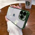 thumbnail image 1 of Luxury Plating Square Clear Phone Case For iPhone 12 13 14 Pro Max Plus Silicone Frame Shockproof Cover, 1 of 5