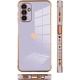 thumbnail image 4 of Compatible with Samsung Galaxy A13 5G Case Love Heart Plating Electroplate Luxury Elegant Case Camera Protector Soft TPU Shockproof Protective Back Cover Galaxy A13 5G Case -Purple, 4 of 10