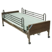 Drive Medical Delta Ultra Light Semi Electric Hospital Bed with Full Rails and Innerspring Mattress