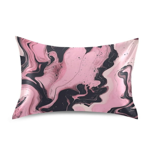 Satin Pillowcase Soft and Smooth Pillow Case for Hair and Skin Marble Pattern Pink and Black