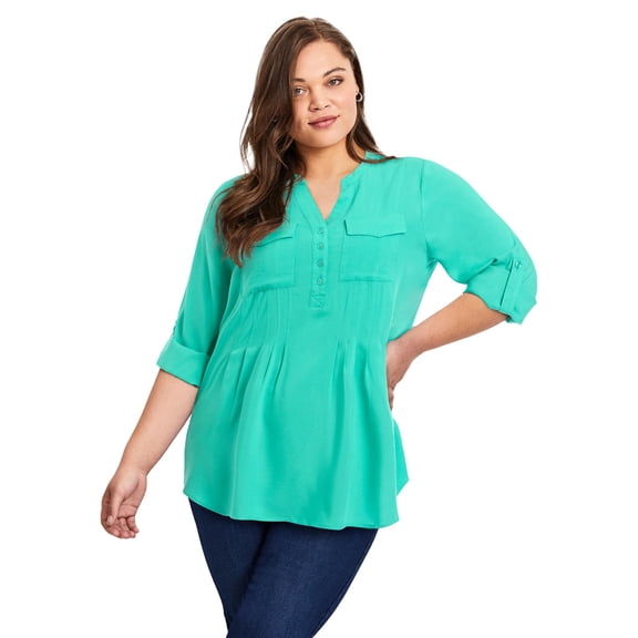 Avenue Women's Plus Size Pintuck Tunic