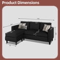 thumbnail image 5 of Walsunny 73.6" Convertible Sectional Sofa Couch L Shaped Couch Reversible Chaise for Small Living Room Apartment,Black, 5 of 9