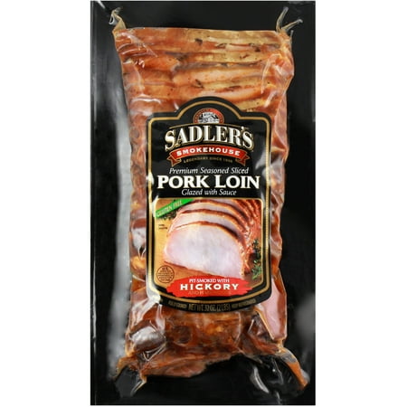 SADLER'S SMOKEHOUSE Fully Cooked, Authentic Hickory Smoked, Seasoned Pork Loin, Refrigerated, 32 oz. Glazed with Signature Sauce. Gluten-Free.