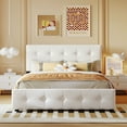 thumbnail image 3 of Harper & Bright Designs Queen Size Upholstered Platform Bed with Storage Drawers, Linen Queen Wooden Bed Frame for Bedroom, White, 3 of 15