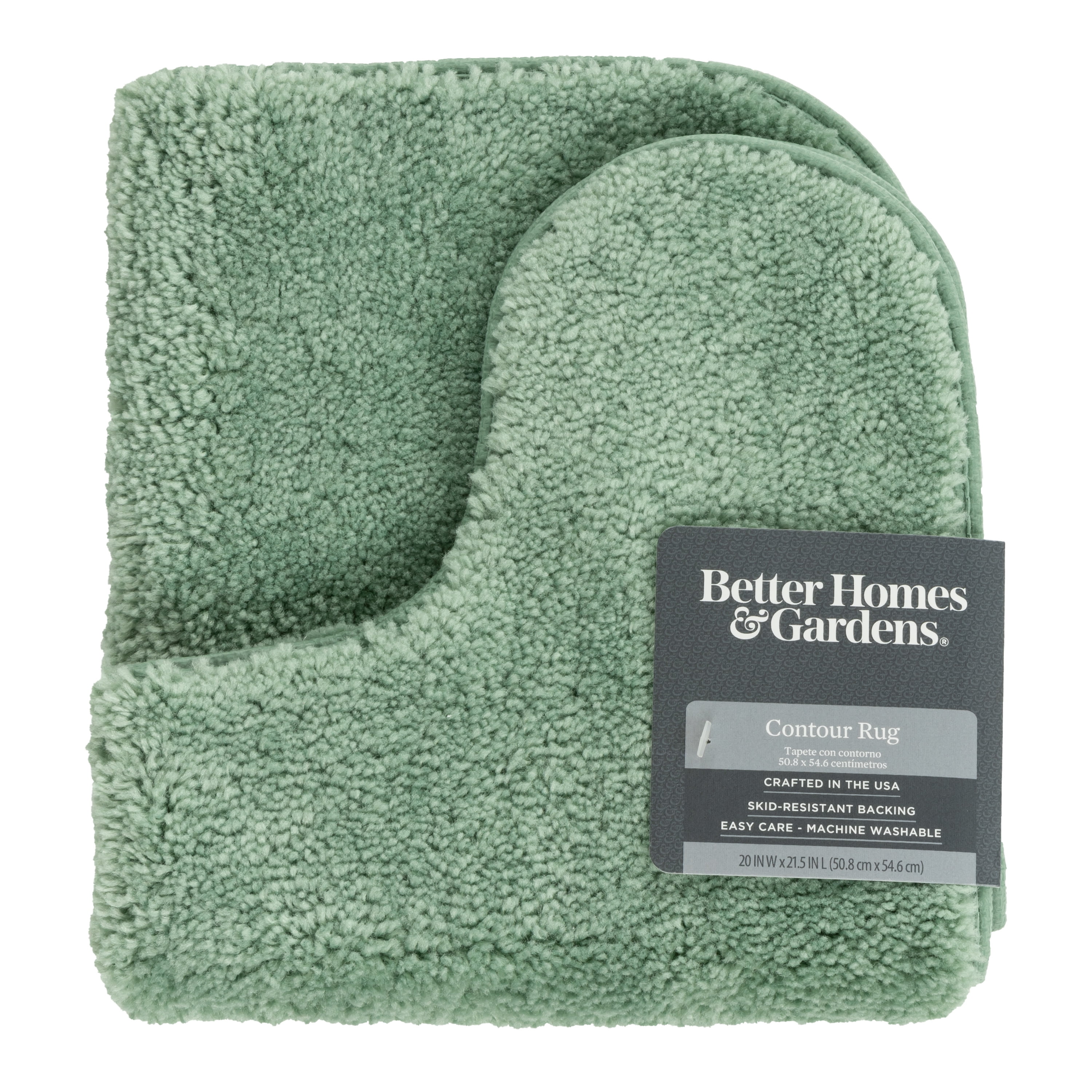Better Homes & Gardens Solid Green Nylon Bathroom Rug, Contour - 1 Each