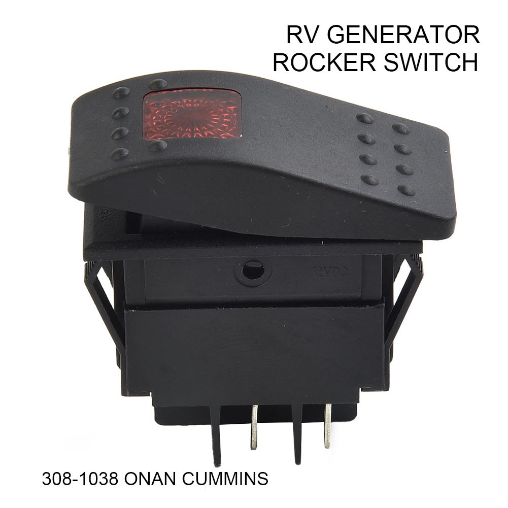 GYZEE RV Generator Start Stop Rocker Switch for Onan Cummins 3081038 Red Lens 4 Pin