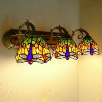 Tiffany Style Wall Sconce 3-Light Vanity Light Fixtures Stained Glass Lampshade for Hallway Bedroom