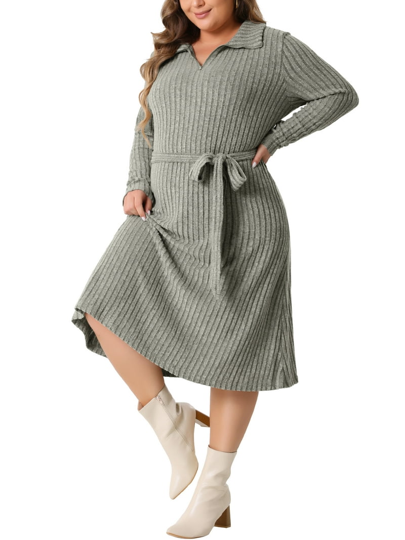 grey tie waist dress Charcoal Ribbed Tie Waist Maternity Plus Sweater Dress main image 0