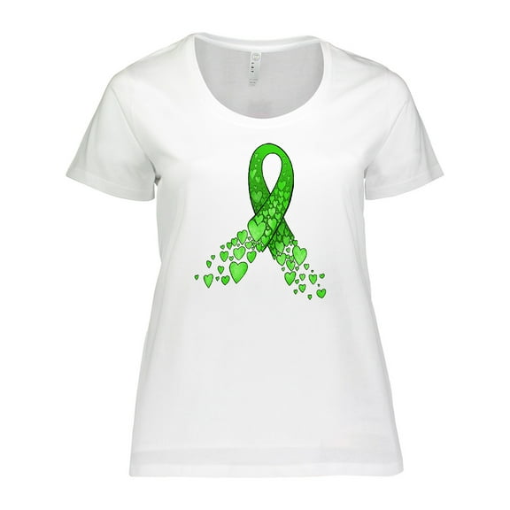 Inktastic Mental Health Awareness Ribbon with Green Hearts Women's Plus Size T-Shirt