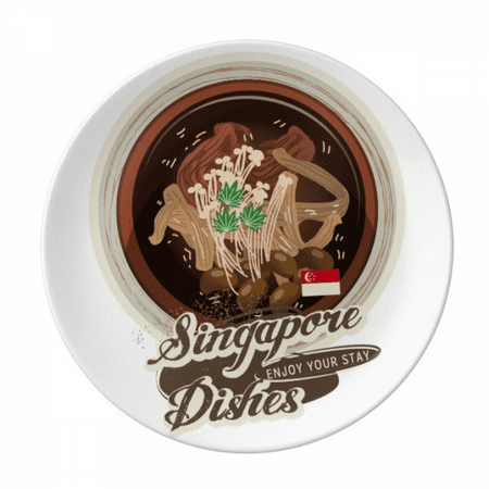 

Traditional Singapore Bak Kut Teh Plate Decorative Porcelain Salver Tableware Dinner Dish