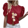 thumbnail image 1 of Mujeres Verano Sexy Impreso Regular Cuello Redondo Manga Corta Mujer Manga Corta Top OAVQHLG3B Store lin121212, 1 of 5