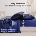 thumbnail image 4 of Luxury Satin Full Sheet Set, Navy Blue 4-Piece, Silky Deep Pocket Fitted Sheet for Hair and Skin, 4 of 8