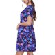 thumbnail image 2 of Fotbe Skull daisy purple Vestido Largo de Moda para Mujer, Vestido Tipo Camiseta con Manga Corta y Estilo Casual a Rayas y Bloques de Color, 2 of 6