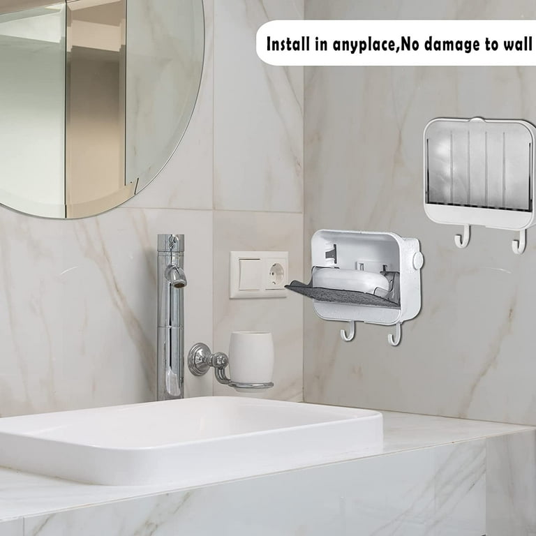  Bar Soap Holder for Shower Wall with 2 Hooks