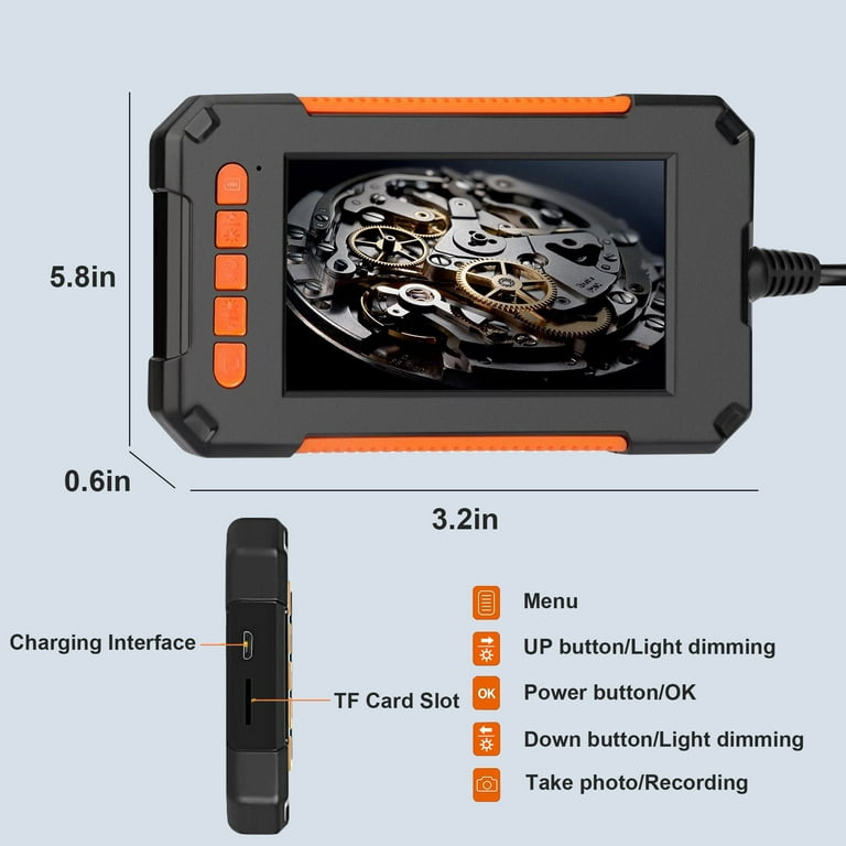  [Dual-Lens] Endoscope Camera with Light, 1920P Borescope  Inspection Camera with 8+1 Adjustable LED Lights, Semi-Rigid Snake Cable  16.5FT, IP67 Waterproof for iPhone, iPad, Samsung,Cool Gadgets for Men :  Industrial & Scientific