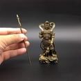 thumbnail image 2 of JONJUMP Bronze Buddha Statue Three Eyes Erlang God Hero Ornaments Three Pointed Double-edged Blade Weapon Dog Figurines Decors, 2 of 6