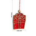 thumbnail image 3 of Red Gift Box Wooden Christmas Ornament, Rustic Holiday Tree Hanging Decor with Wood Bead, Cute Xmas Party Home Decoration Gift, 2.76 Inch, 3 of 7
