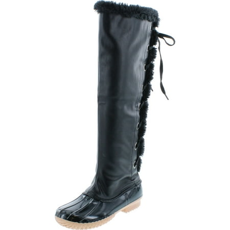 

Nature Breeze Duck-15 Women s Knee High Lace Up Insulated Boots Half Size Small Black 15 6